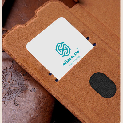 Bao da chống sốc ngăn đựng thẻ card cho Samsung Galaxy S25 Ultra , S25 Plus , S25 hiệu Nillkin Qin Pro - Da PU cao cấp, Viền TPU, sang trong, nắp trượt bảo vệ camera - Hàng nhập khẩu