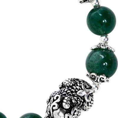 Vòng Thạch Anh Ưu Linh Xanh Phối Tỳ Hưu Và Charm Bạc 925 Ngọc Quý Gemstones VT3