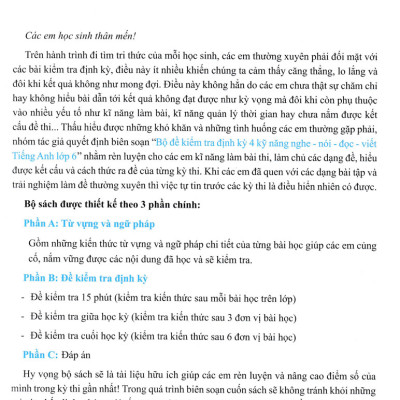 Bộ Đề Kiểm Tra Định Kỳ 4 Kỹ Năng Tiếng Anh Lớp 6 - Tập 2 (Có Đáp Án) _MT