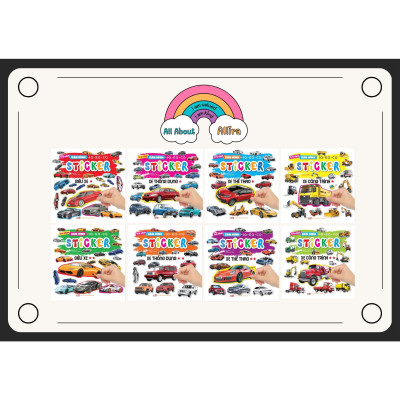 Combo 8 cuốn sticker trò chơi dán hình cho bé - tìm hiểu đầy đủ về các loại xe trên thế giới - sticker thế giới xe - Phát triển IQ - EQ - CQ