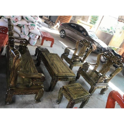 bộ bàn ghế quốc đào gỗ tràm tay 10 phun vân
