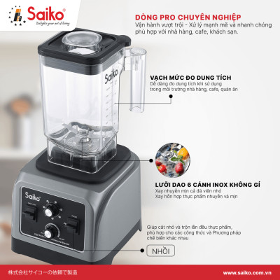 Máy Xay Sinh Tố Công Nghiệp Saiko BLG-2800 PRO (2600W) Hàng chính hãng