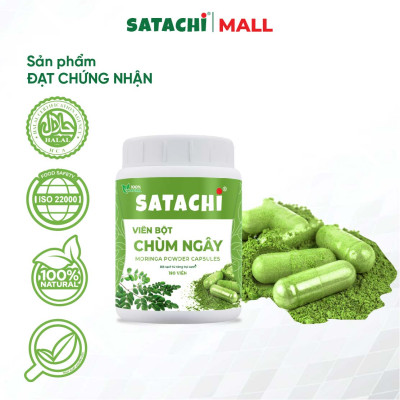 Viên Bột Chùm Ngây Nguyên Chất SATACHI – 100% Lá Chùm Ngây – Dạng Viên Tiện Lợi – Hộp 180 viên