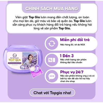 Viên giặt xả quần áo thơm lâu TopGia 3in1, hương hoa hồng và lavender,  giặt sạch, tiết kiệm