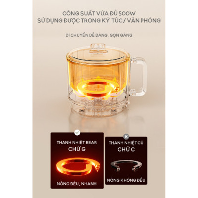 Nồi lẩu điện BEAR 1.2L công suất 500W DRG-Z12K1 (MC-4H12J)