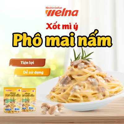 Combo 8 Gói Xốt Mì Ý Phô Mai Nấm [TẶNG KÈM HỘP NHỰA CAO CẤP] Nisshin Seifun Welna