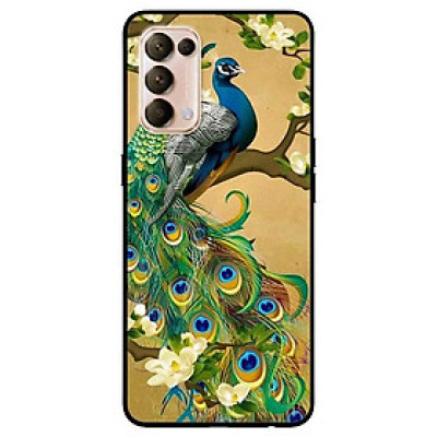 Ốp lưng dành cho Oppo Reno 5 mẫu Chim Công Hoa Xanh