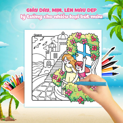 Girl Holiday Traveling Diary Coloring Book