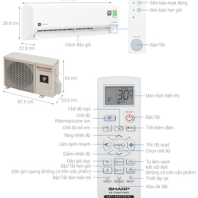 Máy lạnh Sharp Inverter 2 HP AH-XP18CMW - HÀNG CHÍNH HÃNG - CHỈ GIAO HCM