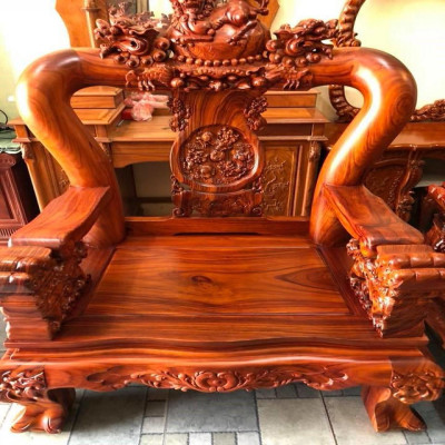 Bộ bàn ghế Tam Sư Nghê Ba Đầu gỗ Hương Đá