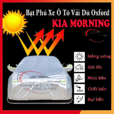 [KIA MORNING] Bạt Phủ Ô Tô Vải Dù Oxford, Tráng Nhôm Cao Cấp, Áo Trùm Bảo Vệ Xe KIA MORNING, Bạc Phủ Trùm Chống Nóng Chống Mưa, Chống Xước Xe, Bạt Của Xưởng Được May Theo Kích Cỡ Xe, Cam Kết Vừa Xe, Bền Và Đẹp Tới 2 Năm