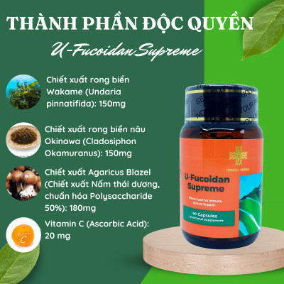 Thực phẩm bảo vệ sức khỏe U-Fucoidan cao cấp  Teresa Herbs U-Fucoidan (Lọ 90 viên)