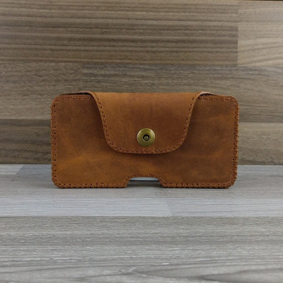 Bao Da Đeo Lưng dành cho iphone 11 pro max Dạng Hộp Da Sáp Nâu Bò