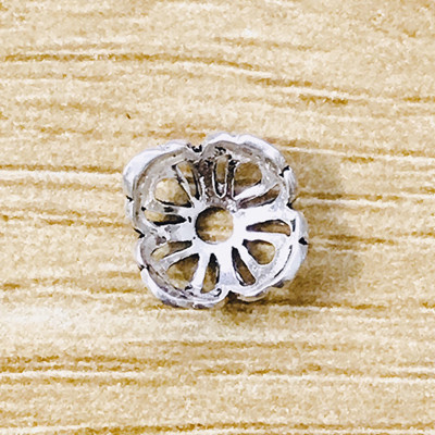 Combo 6 cái charm bạc chụp hạt, bọc hạt họa tiết hoa văn - Ngọc Quý Gemstones