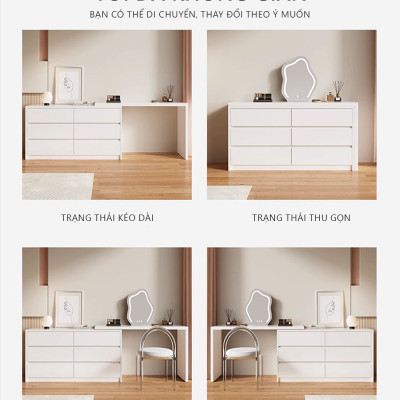 Bàn trang điểm đẹp xoay 180 thông minh có 6 ngăn kéo để đồ gỗ mdf phủ melamin chống xước thương hiệu IGA - GP305