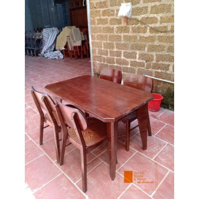 (Tặng kính) Bàn ghế ăn sồi chân chéo 1m2 (4 ghế)