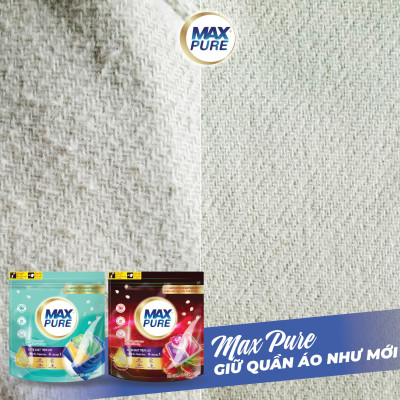 Túi viên giặt Maxpure Hương Đắm Say 30v tặng 1 vỉ viên treo bồn cầu Evershine hương Lavender