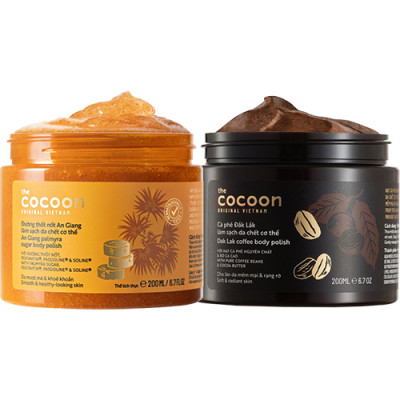 Combo tẩy tế bào chết đường thốt nốt An Giang Cocoon (200ml) + tẩy tế bào chết cà phê Đắk Lắk Cocoon (200ml) - Hàng chính hãng