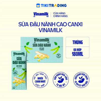 Thùng 48 hộp sữa đậu nành cao canxi Vinamilk 180ml