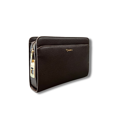 Túi Da Nam Cầm Tay Đeo Chéo GENCE RB16 Da Bò Khóa Vân Tay Cao Cấp Màu Nâu