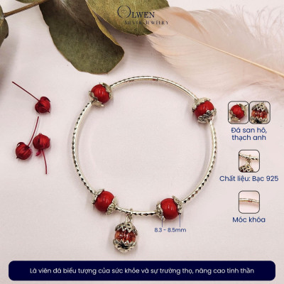 Vòng Tay Bạc Nữ S925 Gắn Đá Thạch Anh Ưu Linh BAC_B08