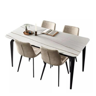 Bàn ăn mặt đá tối giản phong cách Ý - Bàn ăn vân mây đen trắng 140*80cm LUX-BGA09