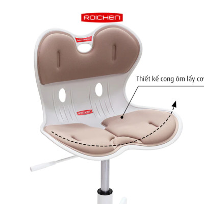 [Ghế Roichen WOW Minh Ngọc] Ghế chỉnh dáng ngồi đúng có chân xoay Roichen - WOW Hàn Quốc. Ghế xám chân trắng