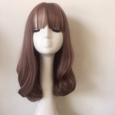 Tóc giả hồng khói ngắn- tặng lưới chùm tóc- hình thật