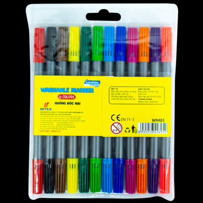 Bút lông màu rửa được hai đầu Smartkids WM05 (12 màu/vỉ)