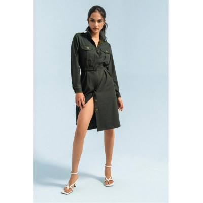 Váy liền sơ mi đũi xước 2NDDATE DR053