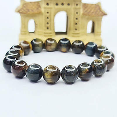 Vòng Tay Dạng Chuỗi Hạt Đá Thạch Anh Mắt Hổ Nâu Đất - Mx - Hợp Mệnh Kim, Thổ