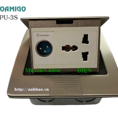 Ổ điện + mạng quang chuẩn SC/UPC âm sàn Sinoamigo SPU-3S, chất liệu inox đúc nguyên tấm chống oxy hóa. Hàng chính hãng, có xuất hóa đơn VAT