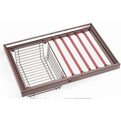 Phụ kiện của tủ áo (Giá vắt quần âu ray giảm chấn tích hợp giỏ đựng đồ gấp đa năng Gerari)