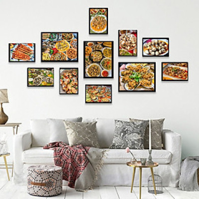 (HCM) Bộ 11 khung ảnh treo tường trang trí quán ốc,quán nhậu(tặng kèm đinh 3 chân)