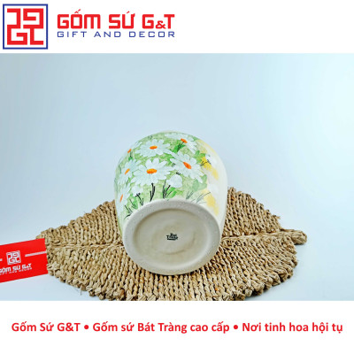 Lọ hoa vai vuông vẽ cúc họa mi Gốm Sứ G&T