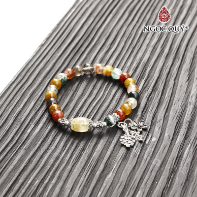 Vòng đá thạch anh đa sắc phối lu thống tóc vàng - Ngọc Quý Gemstones