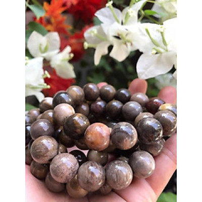 Vòng Gỗ Hóa Thạch Màu Vân Tự Nhiên Bóng Đẹp  Nam Đeo 14mm Màu Nâu Sáng Bóng Vàng Nhẹ  Nam đeo vào tay đẹp sang tốt rẻ nữa ạ