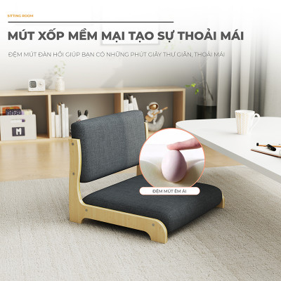 Ghế ngồi bệt kiểu Nhật có tựa lưng mặt đệm êm ái thương hiệu IGA - PG22