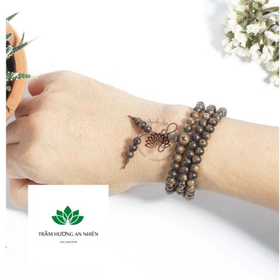 Vòng Tay Trầm Hương 108 Hạt 6 7 8 mm Trầm Sánh Chìm Việt - Chuỗi Tràng Hạt Cao Cấp - Vòng Phong Thủy