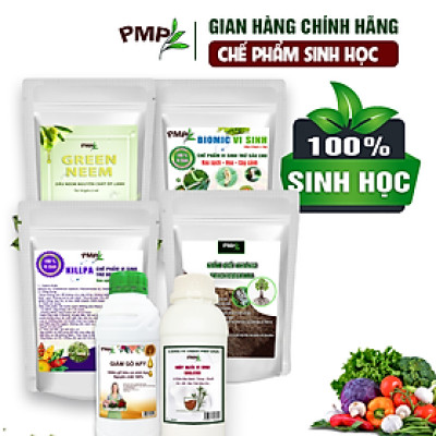 Bộ trừ bệnh vi sinh, sinh học PMP cho cà chua bạch tuộc - Killpa, Trichoderma, Biomic, Green Neem, Giấm gỗ Apy, Mật rỉ đường