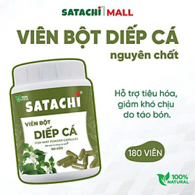 Viên Bột Diếp Cá Nguyên Chất SATACHI – 100% Lá Diếp Cá Tươi – Dạng Viên Tiện Lợi – Hộp 180 viên 