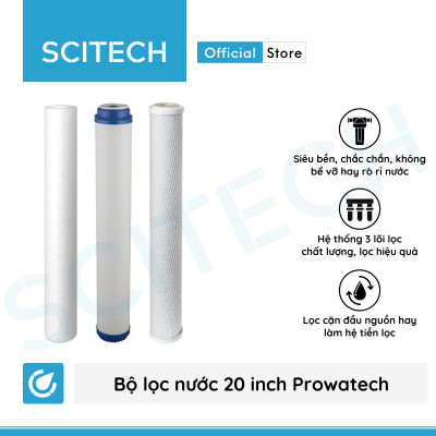 Bộ lọc nước thô đầu nguồn 3 cấp lọc 20 inch by Scitech - Hàng chính hãng 