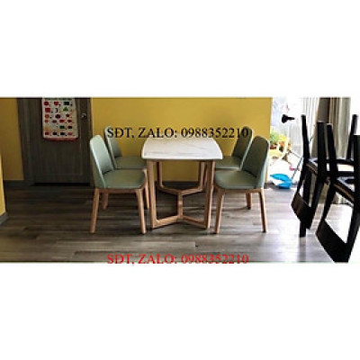 Bộ Bàn Ăn Mặt Đá 4 Ghế Grace Khung Gỗ Sồi