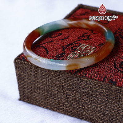 Vòng đá mã não tam tài bản tròn Ni 54 - Ngọc Quý Gemstones