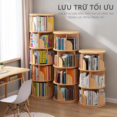 Kệ sách IGA xoay 360 độ có thể làm kệ góc đa năng để bàn để sàn hiện đại GP269