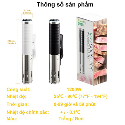 Máy nấu chậm Sous vide dùng cho gia đình thương hiệu Mỹ cao cấp BioloMix SV-9002 - Hàng Chính Hãng