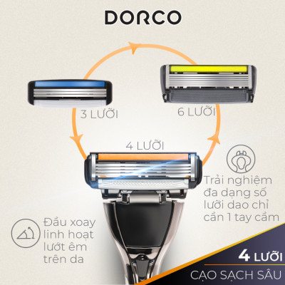 DORCO PACE 4 - Combo Dao Cạo Râu Hàn Quốc 4 Lưỡi - Bộ Gồm 2 Hộp Mỗi Hộp Gồm 1 Cán và 9 Đầu Cạo