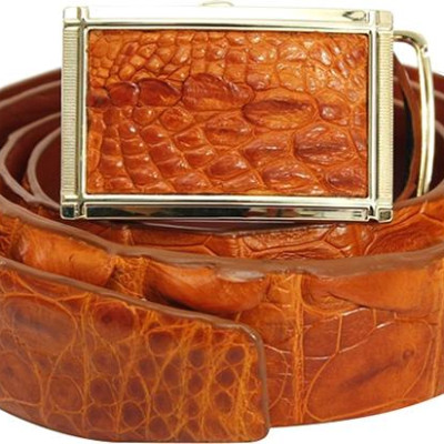 Thắt Lưng Nam Da Cá Sấu Gai Đuôi Huy Hoàng HT4212 (120 x 3.5 cm) - Vàng