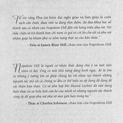 Phụ Nữ Hiện Đại Nghĩ Giàu Và Làm Giàu - Think And Grow Rich For Women - FN