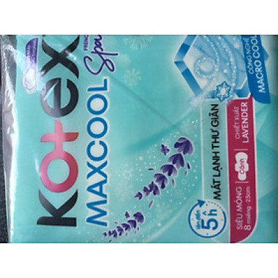 Combo 8 Gói Băng Vệ Sinh Kotex Maxcool Dịu Mát 23cm (8 miếng/gói) -Date luôn mới